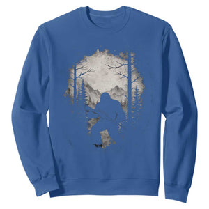 Funny Bigfoot Hunting Sweatshirt Sasquatch Wildlife Hunter Forest TS11 Royal Blue Print Your Wear