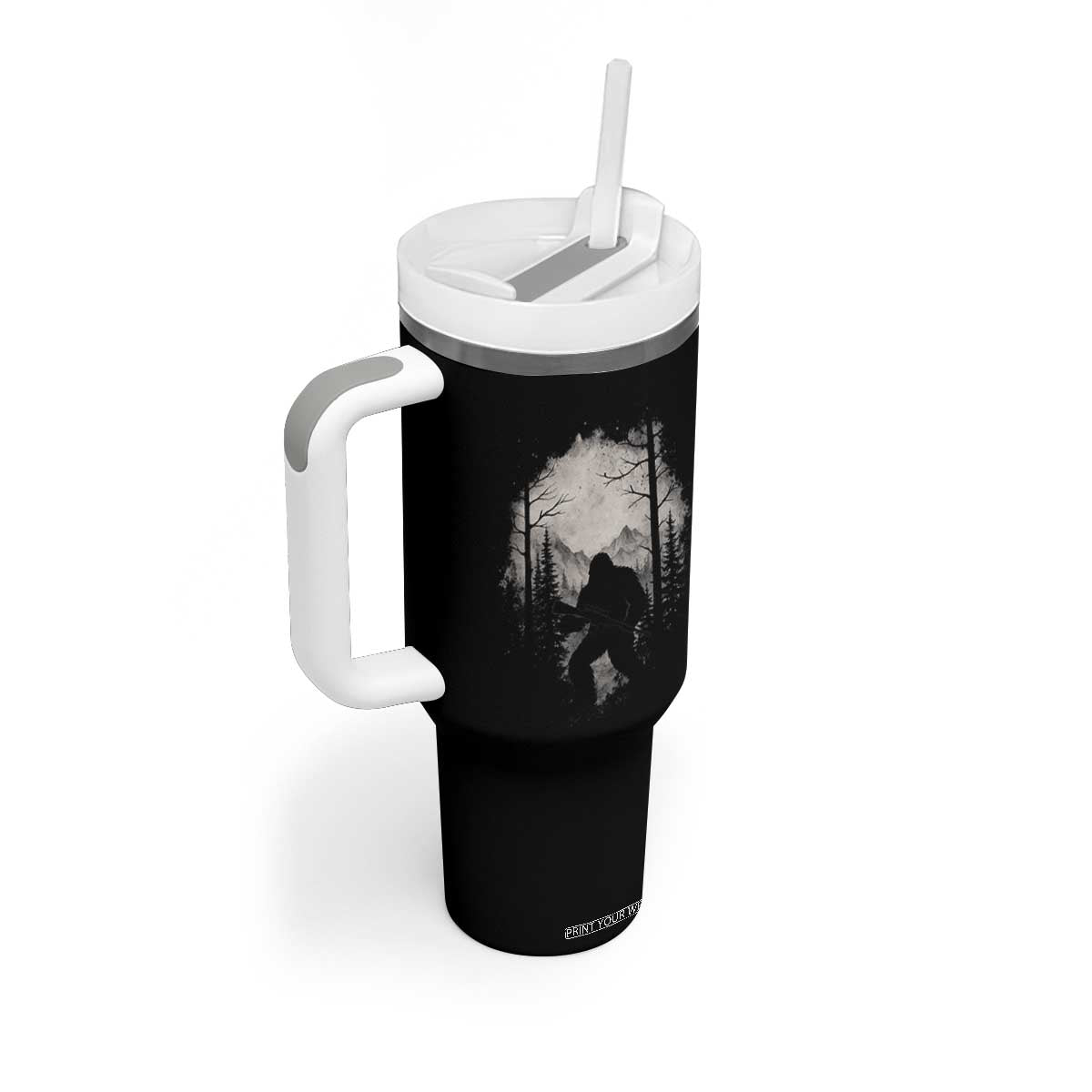 Funny Bigfoot Hunting Tumbler With Handle Sasquatch Wildlife Hunter Forest TS11 Print Your Wear
