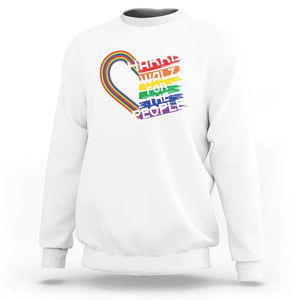 Kamala Walz Supporter Sweatshirt Harris Walz For The People Rainbow LGBT Flag Heart TS11 White Print Your Wear