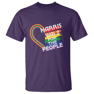 Kamala Walz Supporter T Shirt Harris Walz For The People Rainbow LGBT Flag Heart TS11 Purple Print Your Wear