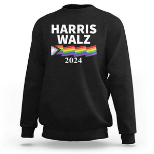 Harris Walz Sweatshirt LGBT Rainbow Flag Presidential Election 2024 TS11 Black Print Your Wear