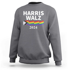 Harris Walz Sweatshirt LGBT Rainbow Flag Presidential Election 2024 TS11 Charcoal Print Your Wear