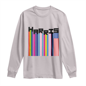 Kamala Supporter 2024 Long Sleeve Shirt Harris Unity American Rainbow LGBT Flag TS11 Ice Gray Print Your Wear