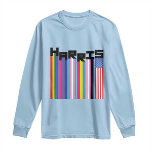 Kamala Supporter 2024 Long Sleeve Shirt Harris Unity American Rainbow LGBT Flag TS11 Light Blue Print Your Wear