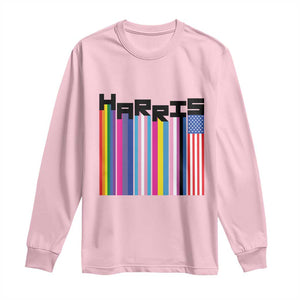 Kamala Supporter 2024 Long Sleeve Shirt Harris Unity American Rainbow LGBT Flag TS11 Light Pink Print Your Wear