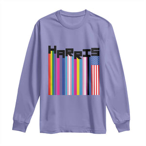 Kamala Supporter 2024 Long Sleeve Shirt Harris Unity American Rainbow LGBT Flag TS11 Violet Print Your Wear