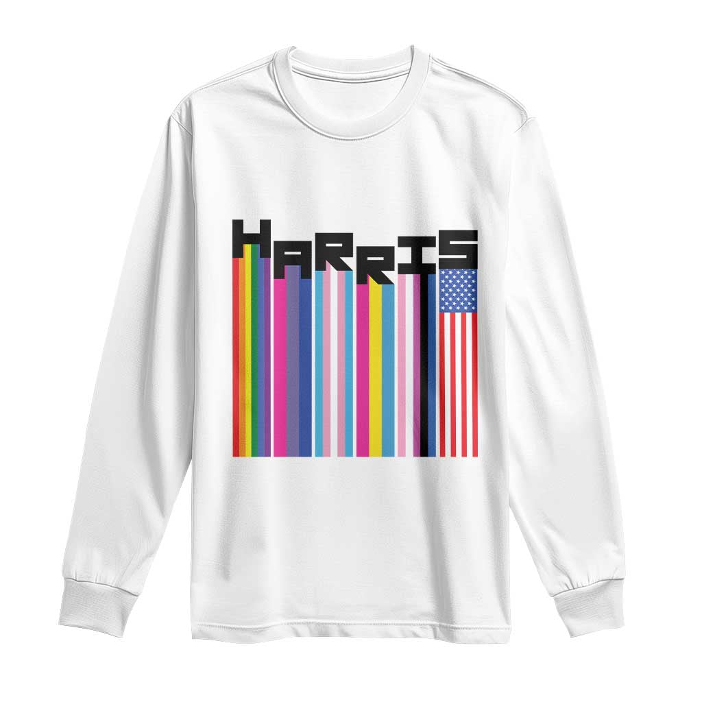 Kamala Supporter 2024 Long Sleeve Shirt Harris Unity American Rainbow LGBT Flag TS11 White Print Your Wear