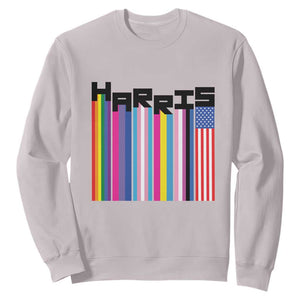 Kamala Supporter 2024 Sweatshirt Harris Unity American Rainbow LGBT Flag TS11 Ice Gray Print Your Wear