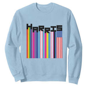 Kamala Supporter 2024 Sweatshirt Harris Unity American Rainbow LGBT Flag TS11 Light Blue Print Your Wear