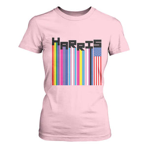 Kamala Supporter 2024 T Shirt For Women Harris Unity American Rainbow LGBT Flag TS11 Light Pink Print Your Wear