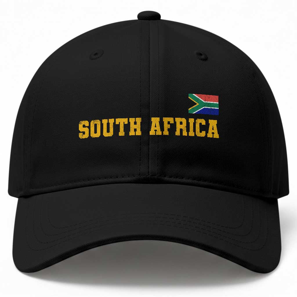 South Africa Vintage Athletic Sports Design Baseball Cap Distressed South African Flag