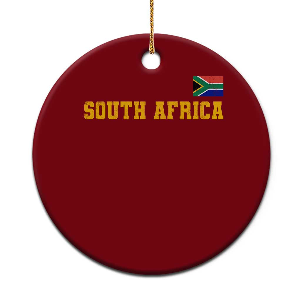 South Africa Vintage Athletic Sports Design Ceramic Ornament Distressed South African Flag