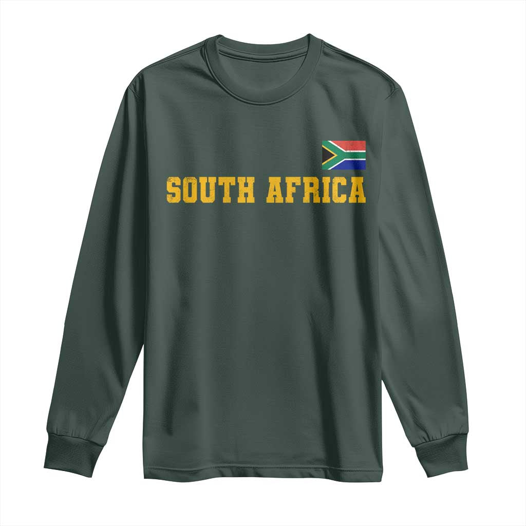 South Africa Vintage Athletic Sports Design Long Sleeve Shirt Distressed South African Flag