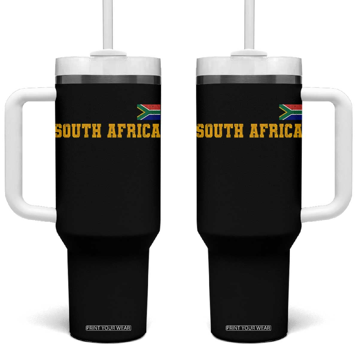 South Africa Vintage Athletic Sports Design Tumbler With Handle Distressed South African Flag