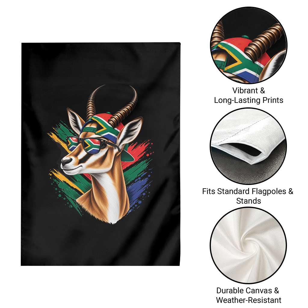 Springbok Wearing Glasses Vintage South African Flag Garden Flag