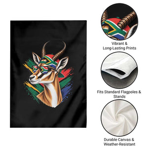 Springbok Wearing Glasses Vintage South African Flag Garden Flag