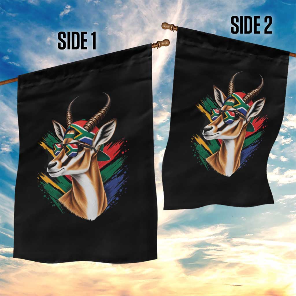 Springbok Wearing Glasses Vintage South African Flag Garden Flag