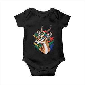 Springbok Wearing Glasses Vintage South African Flag Baby Onesie