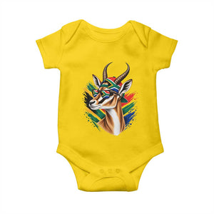 Springbok Wearing Glasses Vintage South African Flag Baby Onesie