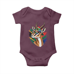 Springbok Wearing Glasses Vintage South African Flag Baby Onesie