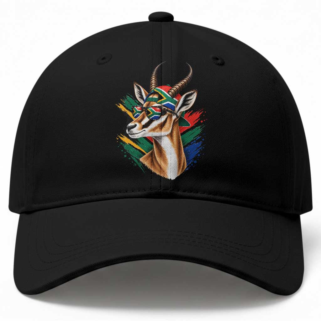 Springbok Wearing Glasses Vintage South African Flag Baseball Cap