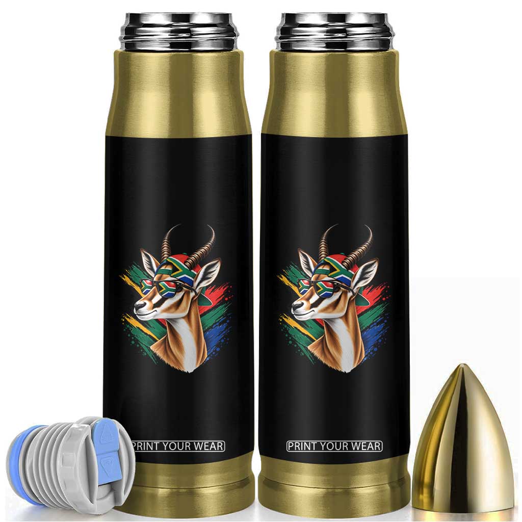 Springbok Wearing Glasses Vintage South African Flag Bullet Tumbler