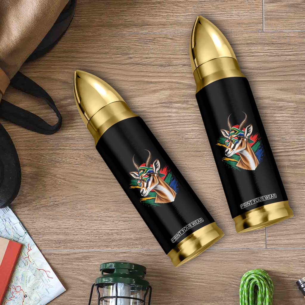 Springbok Wearing Glasses Vintage South African Flag Bullet Tumbler
