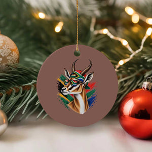 Springbok Wearing Glasses Vintage South African Flag Ceramic Ornament
