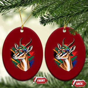 Springbok Wearing Glasses Vintage South African Flag Ceramic Ornament