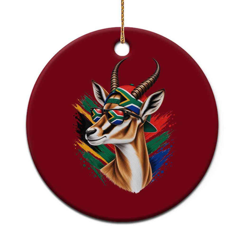 Springbok Wearing Glasses Vintage South African Flag Ceramic Ornament