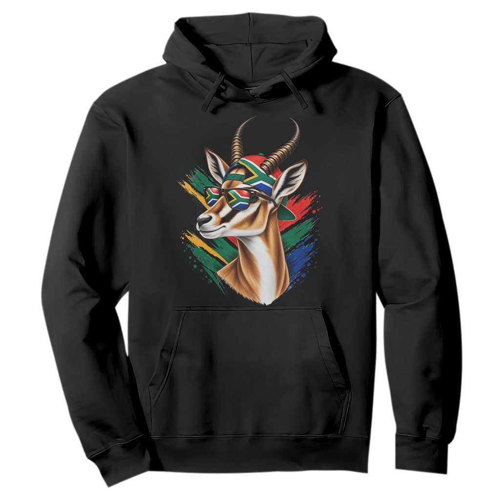 Springbok Wearing Glasses Vintage South African Flag Hoodie