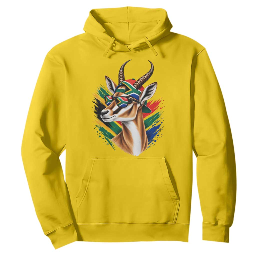 Springbok Wearing Glasses Vintage South African Flag Hoodie