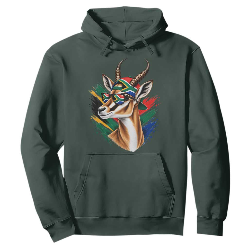 Springbok Wearing Glasses Vintage South African Flag Hoodie