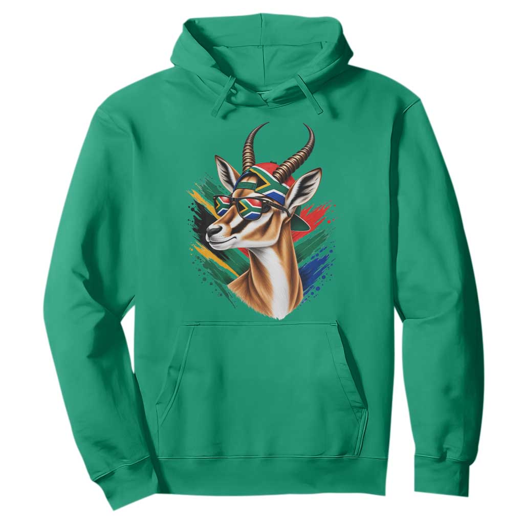 Springbok Wearing Glasses Vintage South African Flag Hoodie
