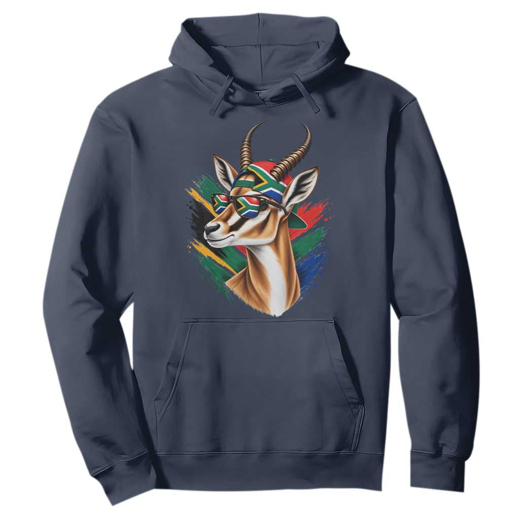Springbok Wearing Glasses Vintage South African Flag Hoodie