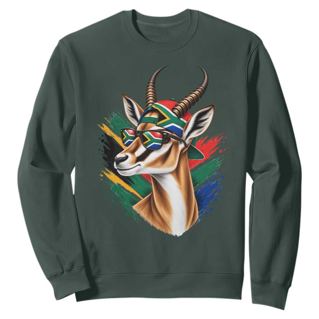 Springbok Wearing Glasses Vintage South African Flag Sweatshirt