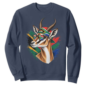 Springbok Wearing Glasses Vintage South African Flag Sweatshirt