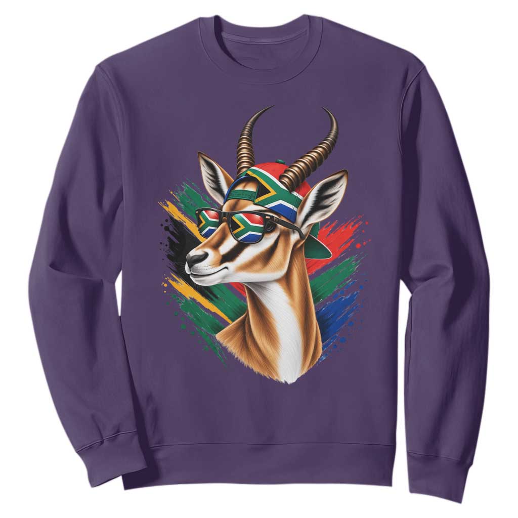 Springbok Wearing Glasses Vintage South African Flag Sweatshirt