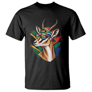 Springbok Wearing Glasses Vintage South African Flag T Shirt