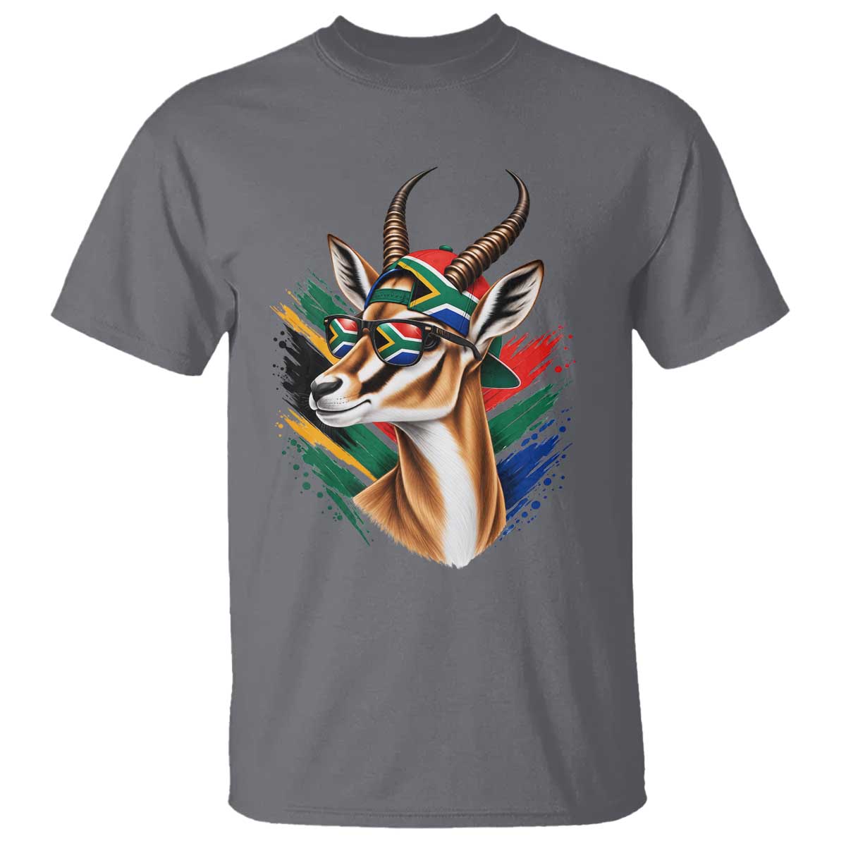 Springbok Wearing Glasses Vintage South African Flag T Shirt