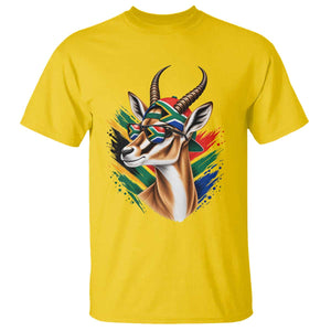 Springbok Wearing Glasses Vintage South African Flag T Shirt