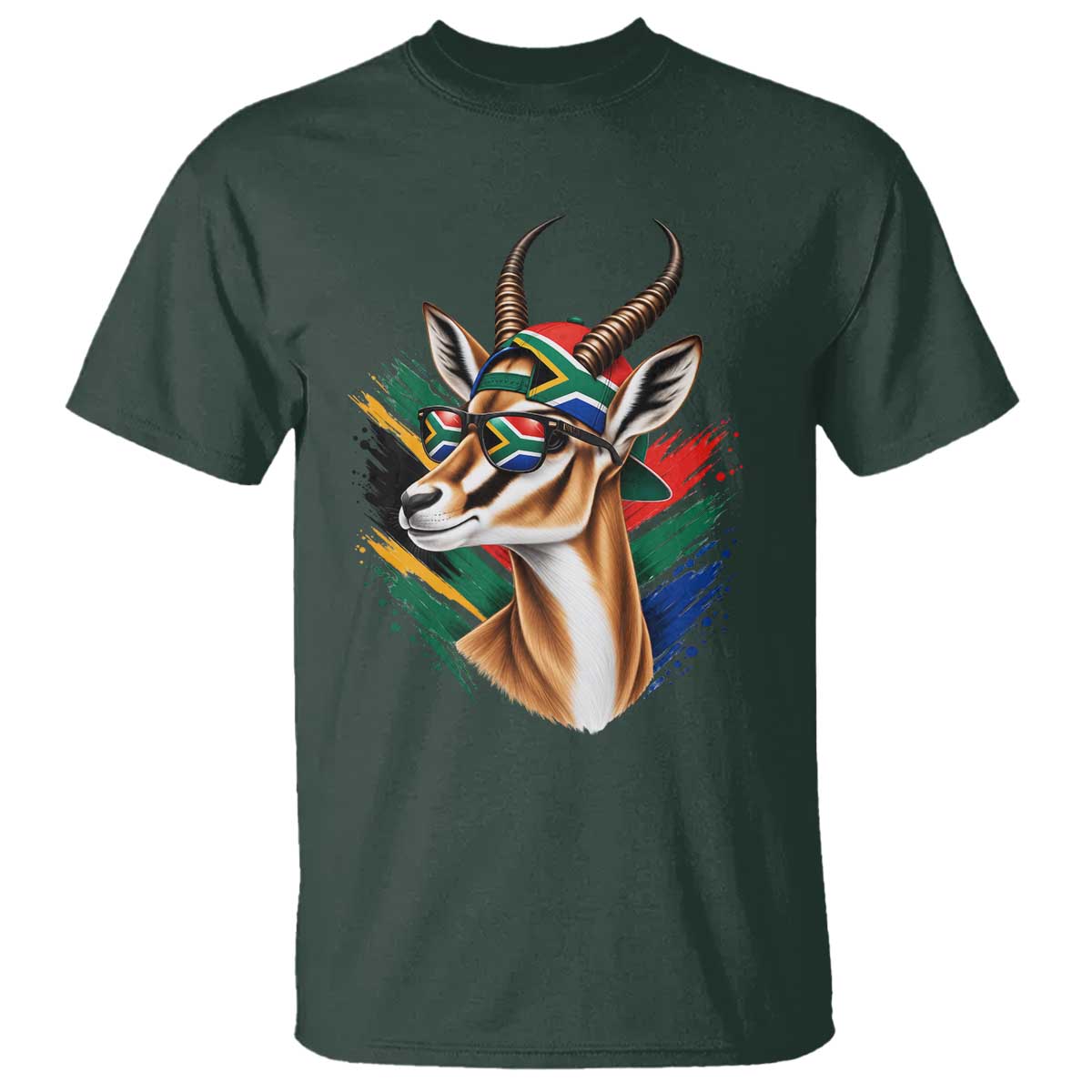 Springbok Wearing Glasses Vintage South African Flag T Shirt