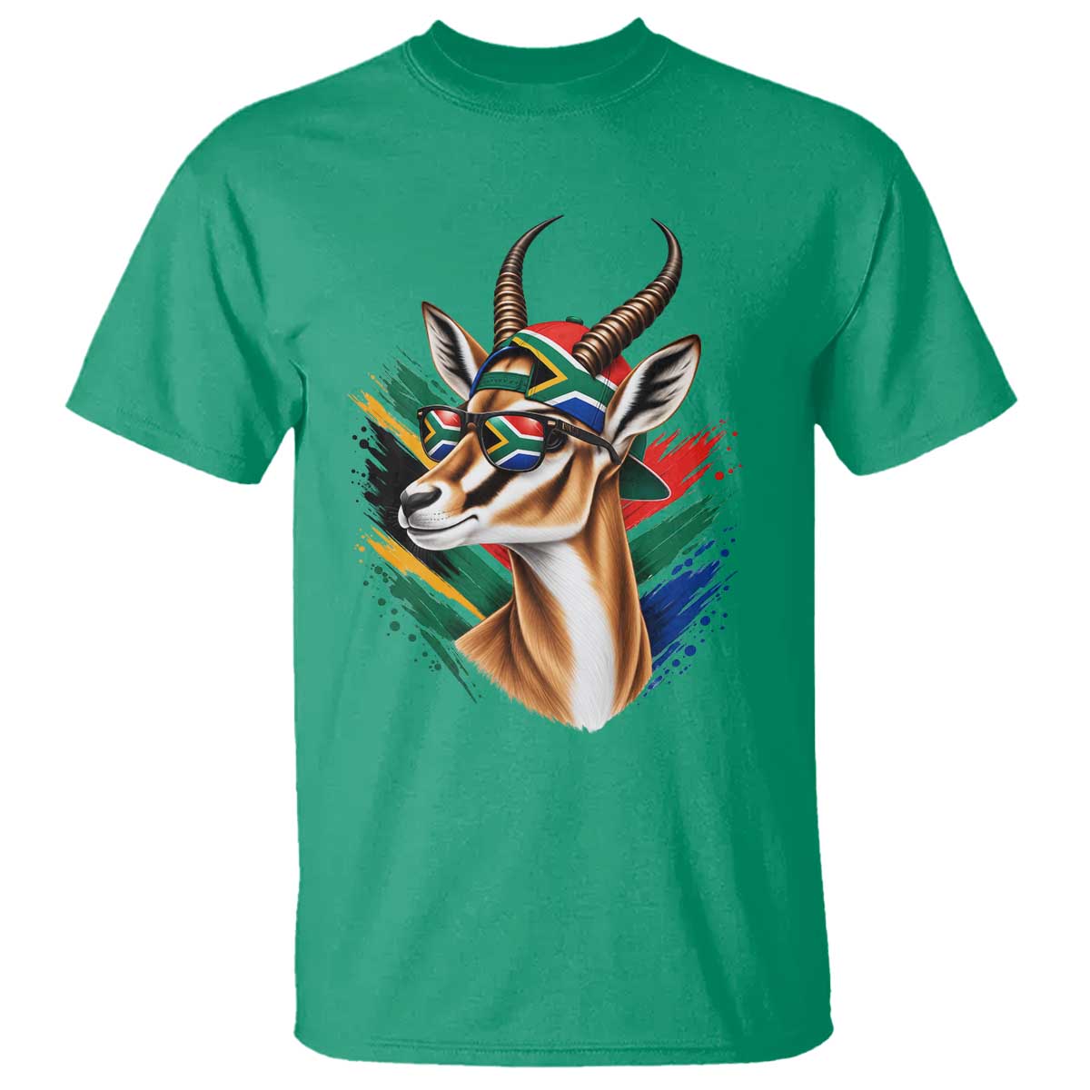 Springbok Wearing Glasses Vintage South African Flag T Shirt