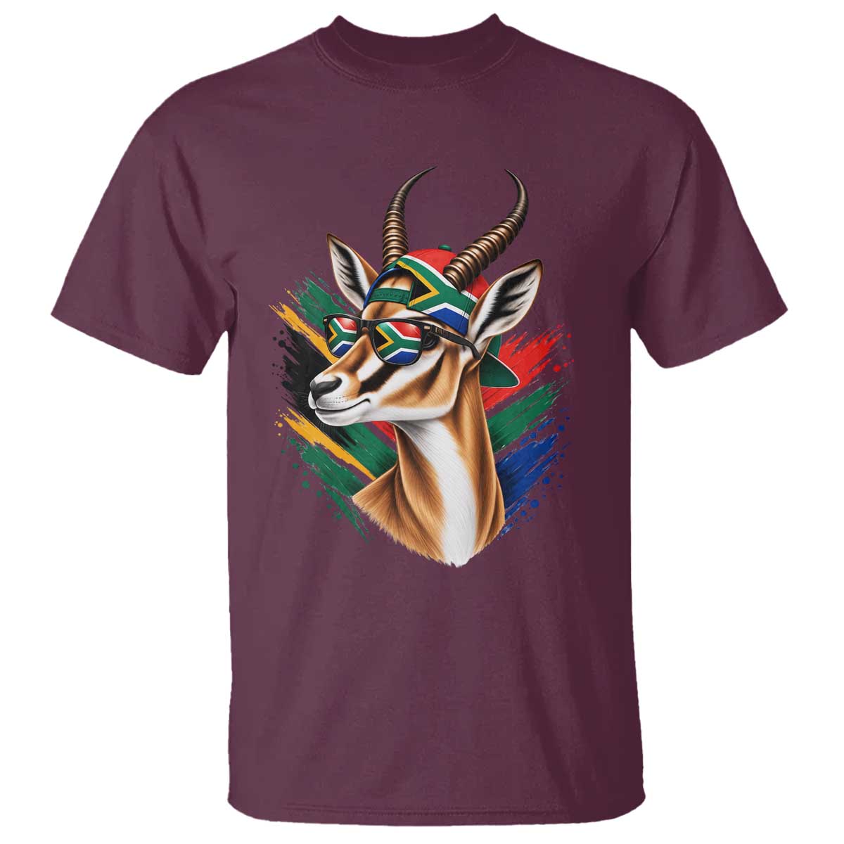 Springbok Wearing Glasses Vintage South African Flag T Shirt