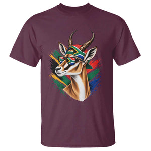 Springbok Wearing Glasses Vintage South African Flag T Shirt