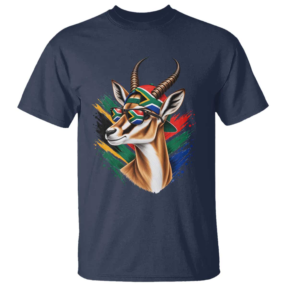 Springbok Wearing Glasses Vintage South African Flag T Shirt