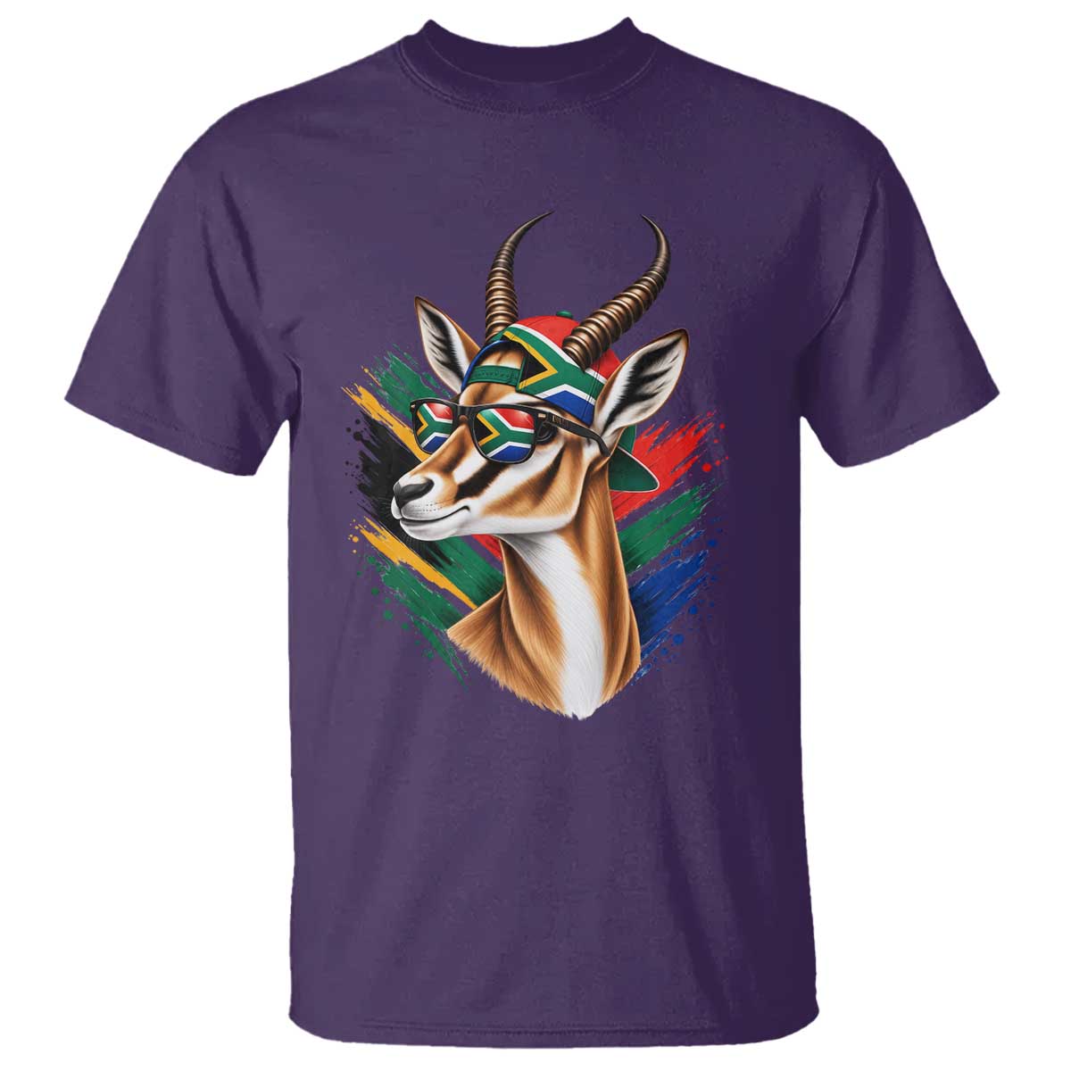 Springbok Wearing Glasses Vintage South African Flag T Shirt