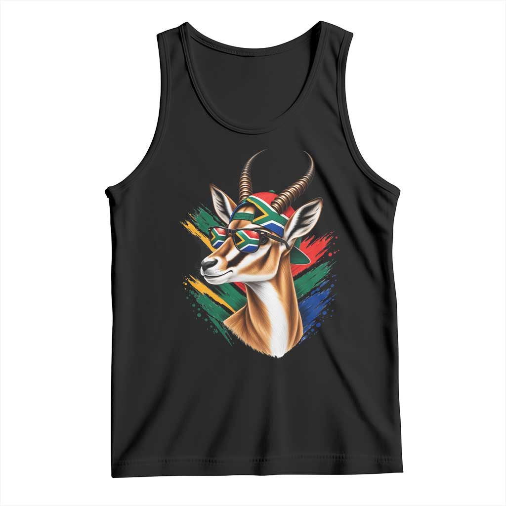 Springbok Wearing Glasses Vintage South African Flag Tank Top