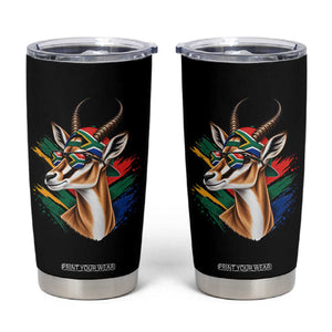Springbok Wearing Glasses Vintage South African Flag Tumbler Cup