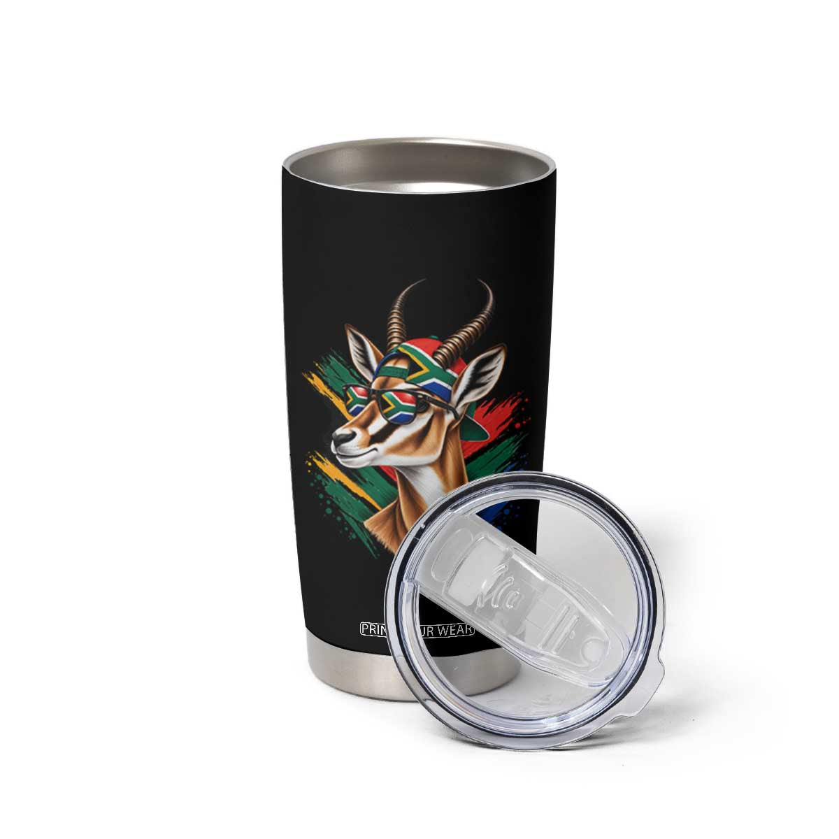 Springbok Wearing Glasses Vintage South African Flag Tumbler Cup